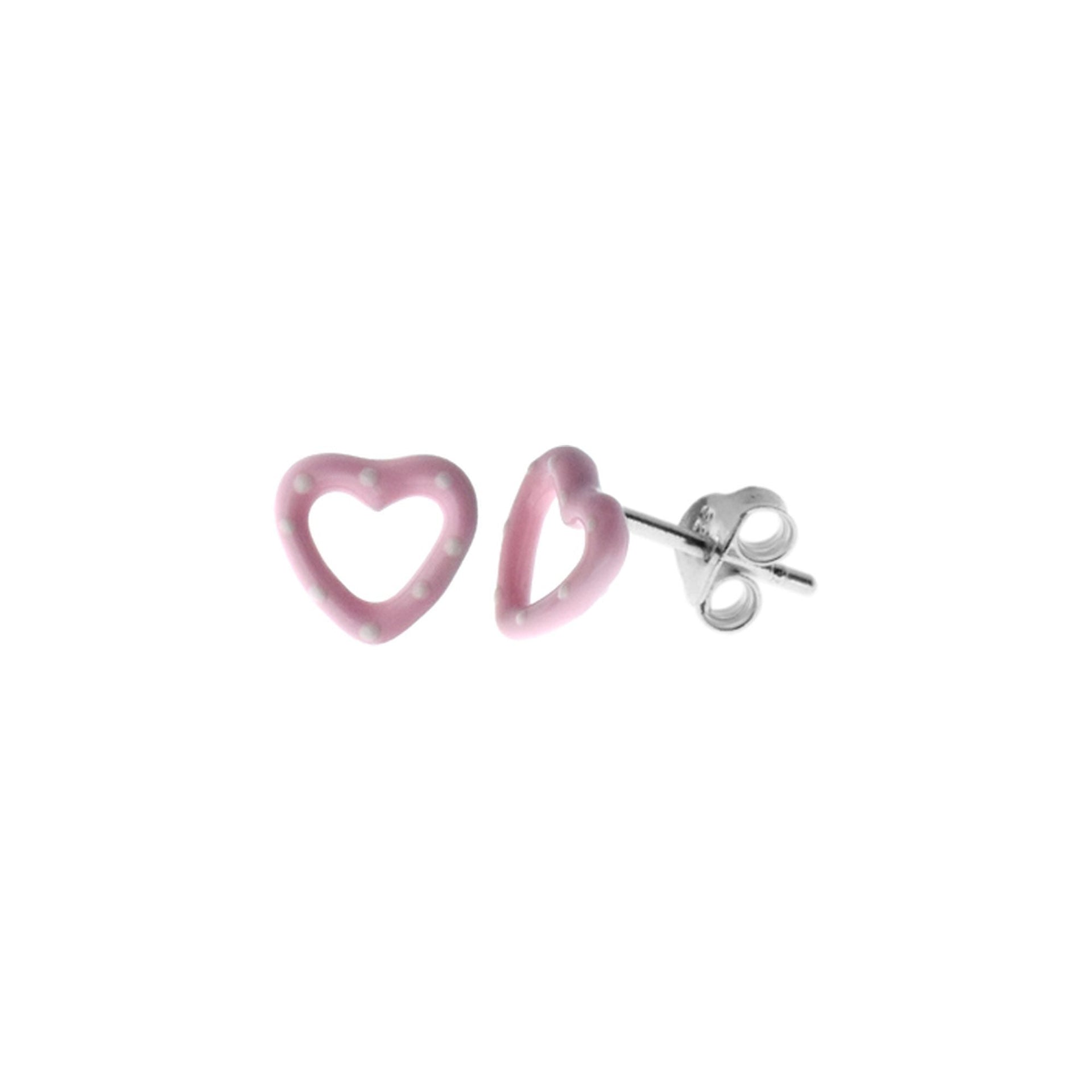 Poppy studs with pink open hearts