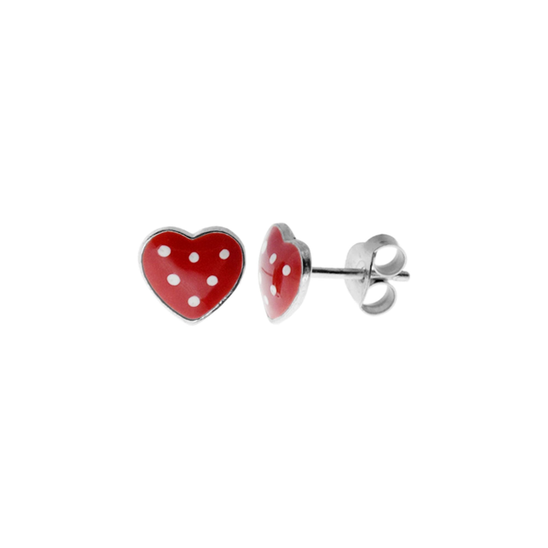 Poppy polkadot heart studs