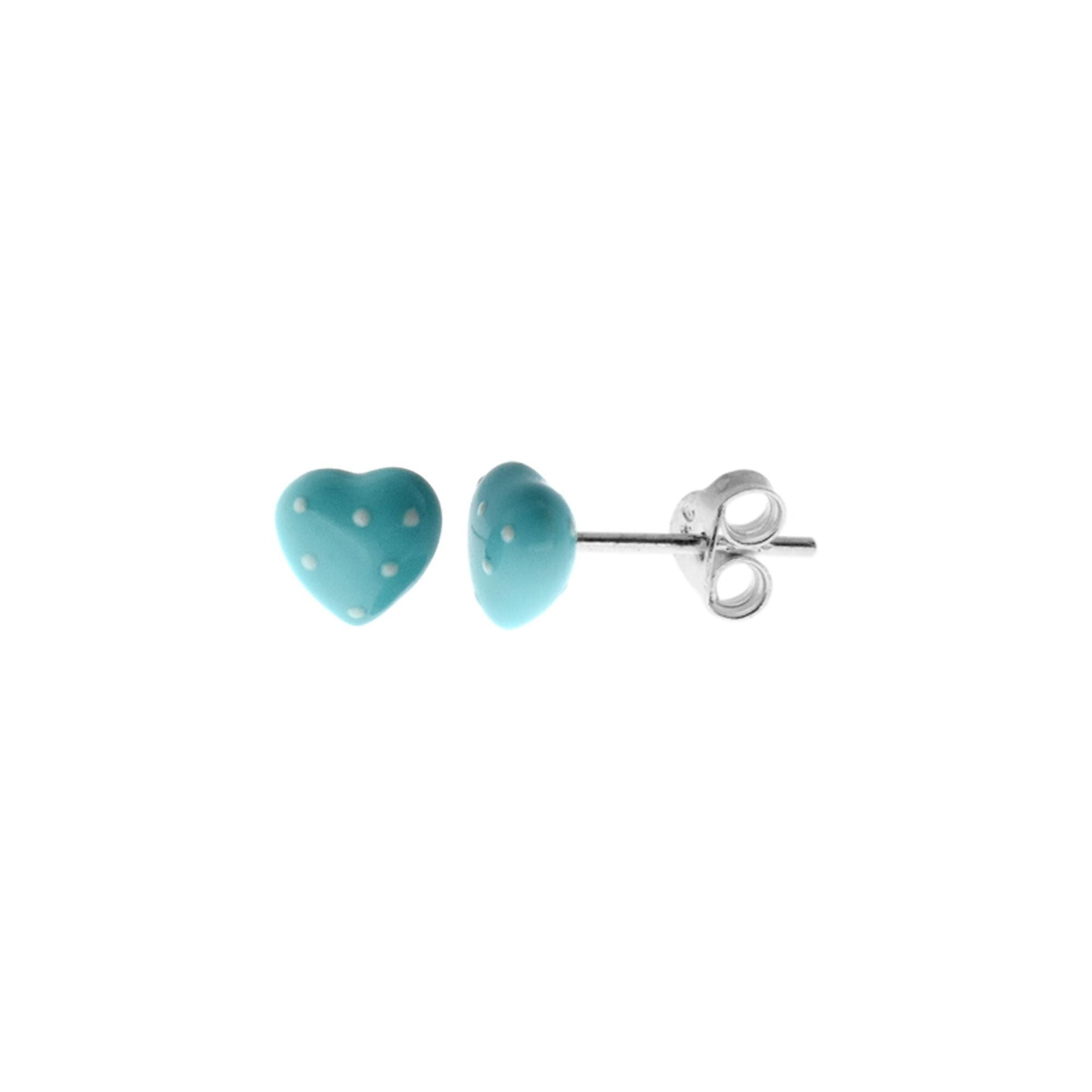 Poppy blue heart studs