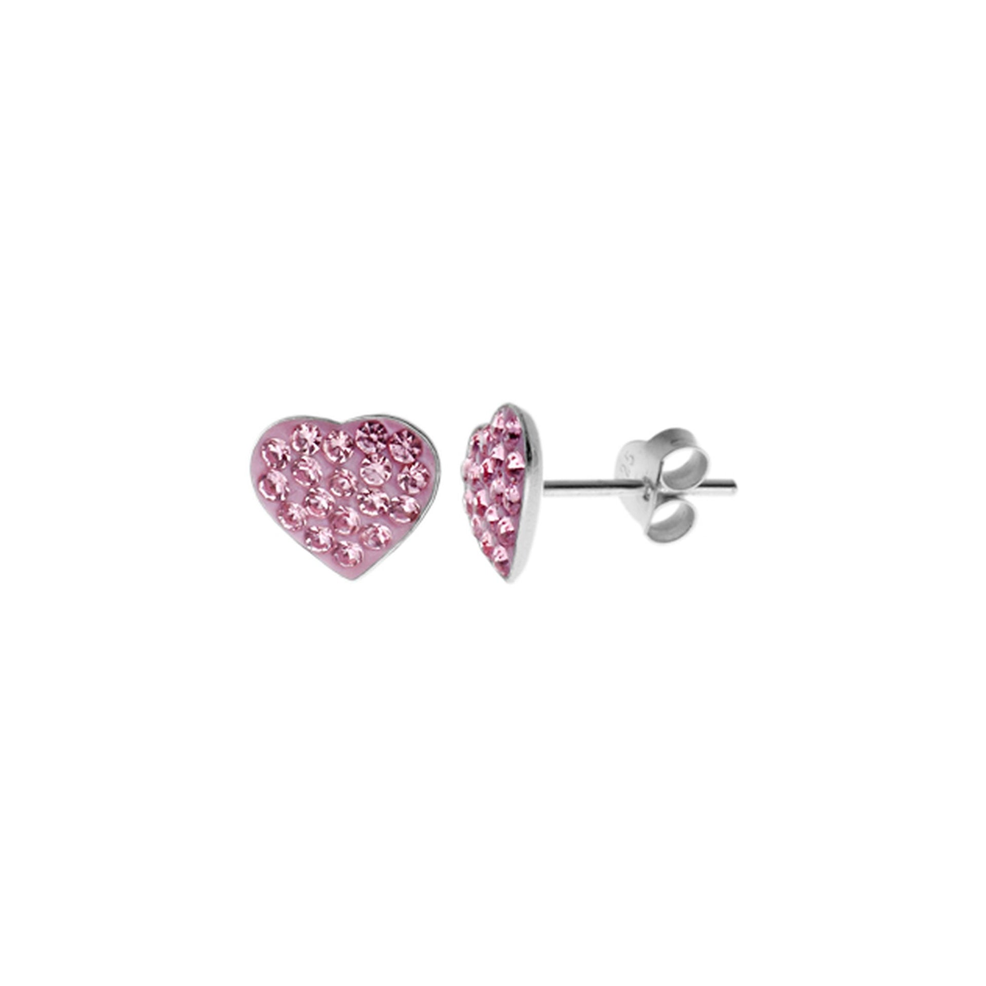 Poppy crystal heart studs