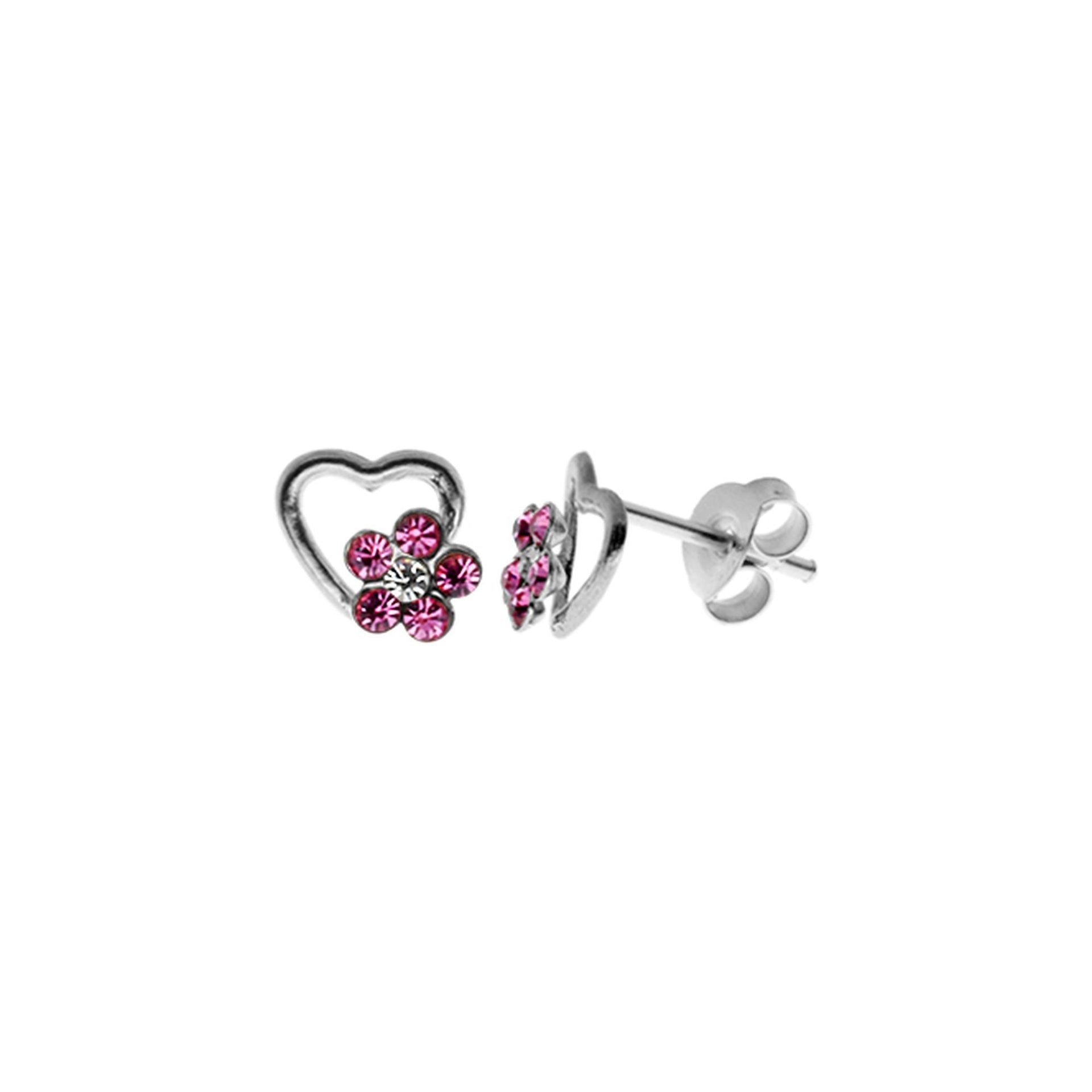 Poppy crystal open heart studs