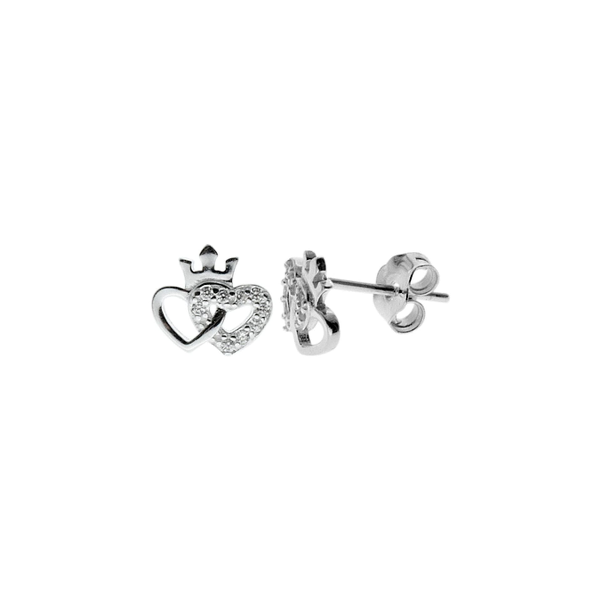 Lily adjoined heart CZ studs