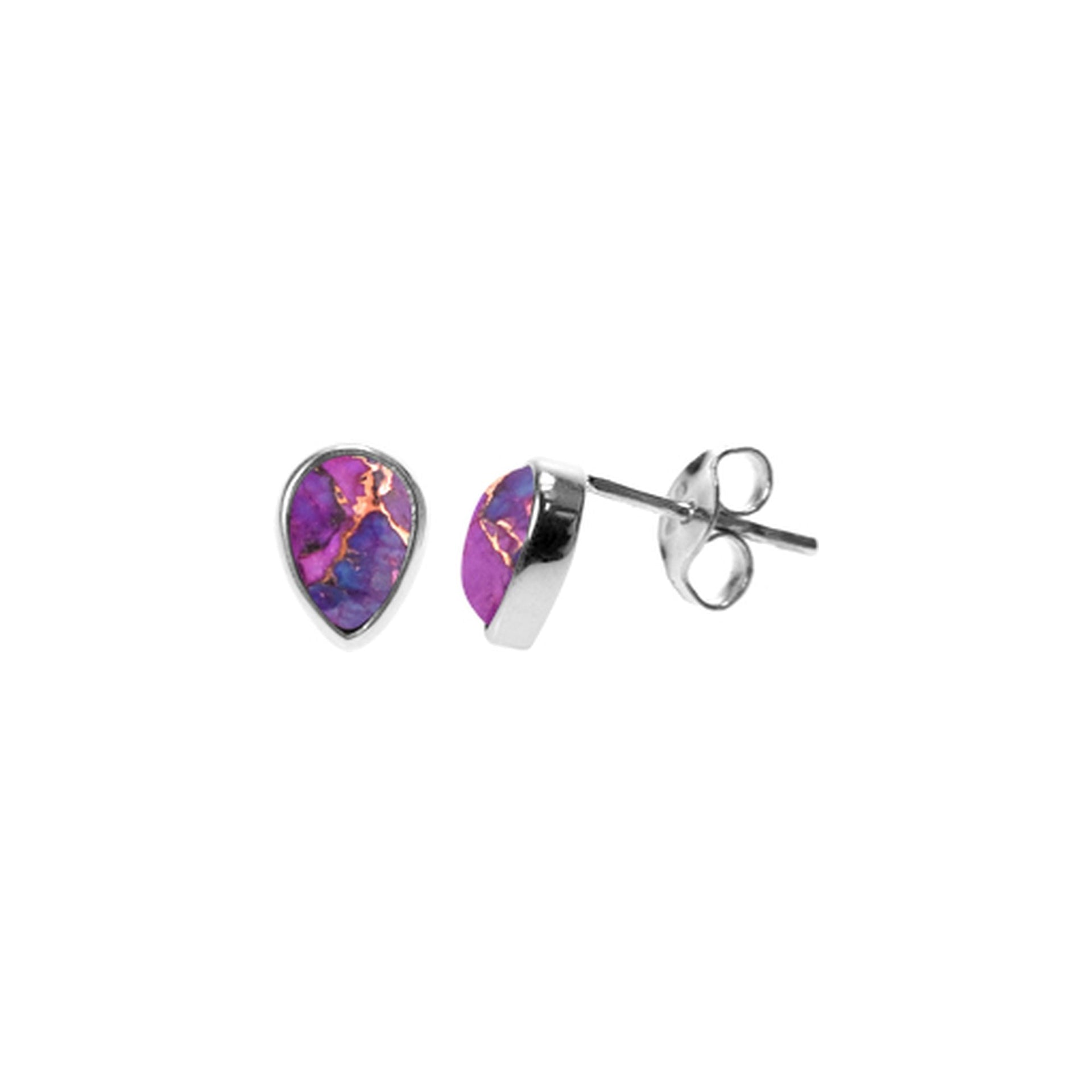 Samira small teardrop purple mohave studs