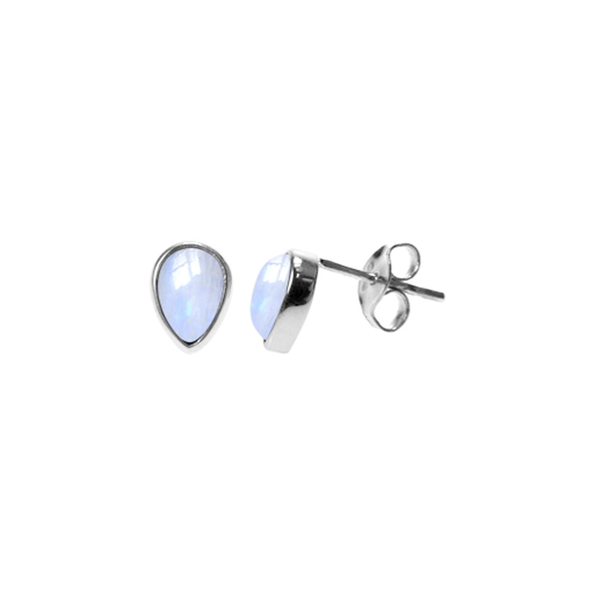 Samira small teardrop rainbow moonstone studs