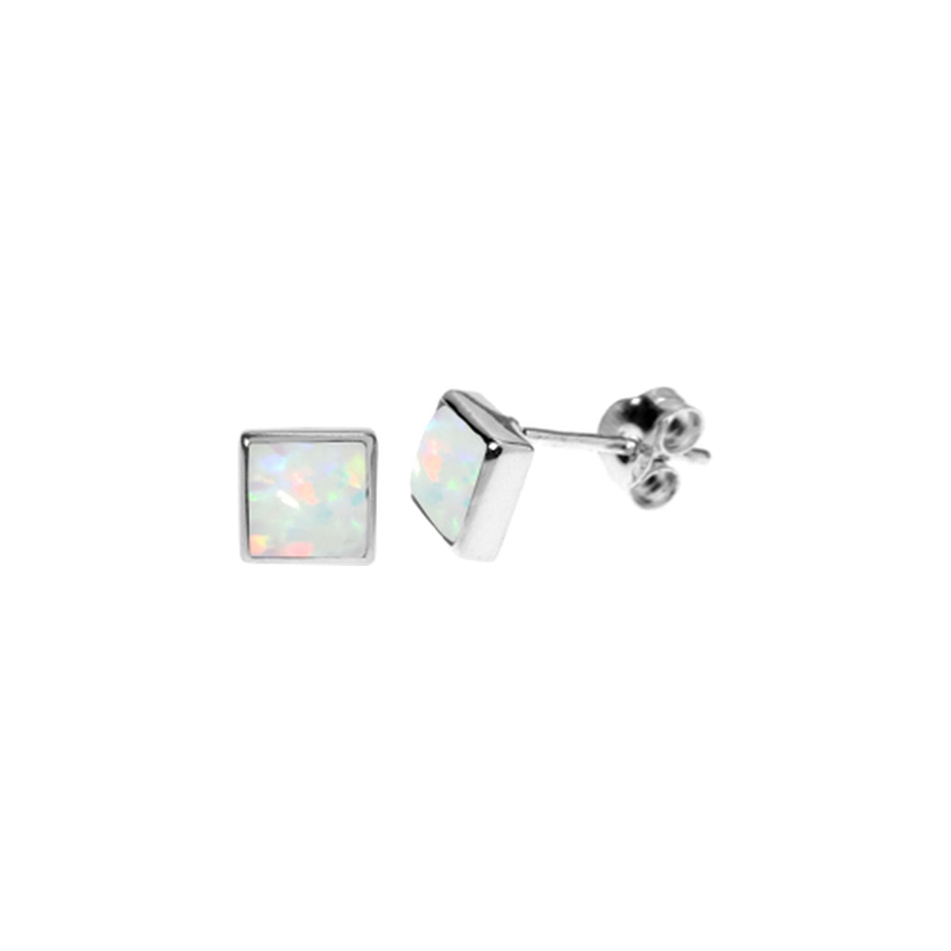 Angelica square white opalique studs