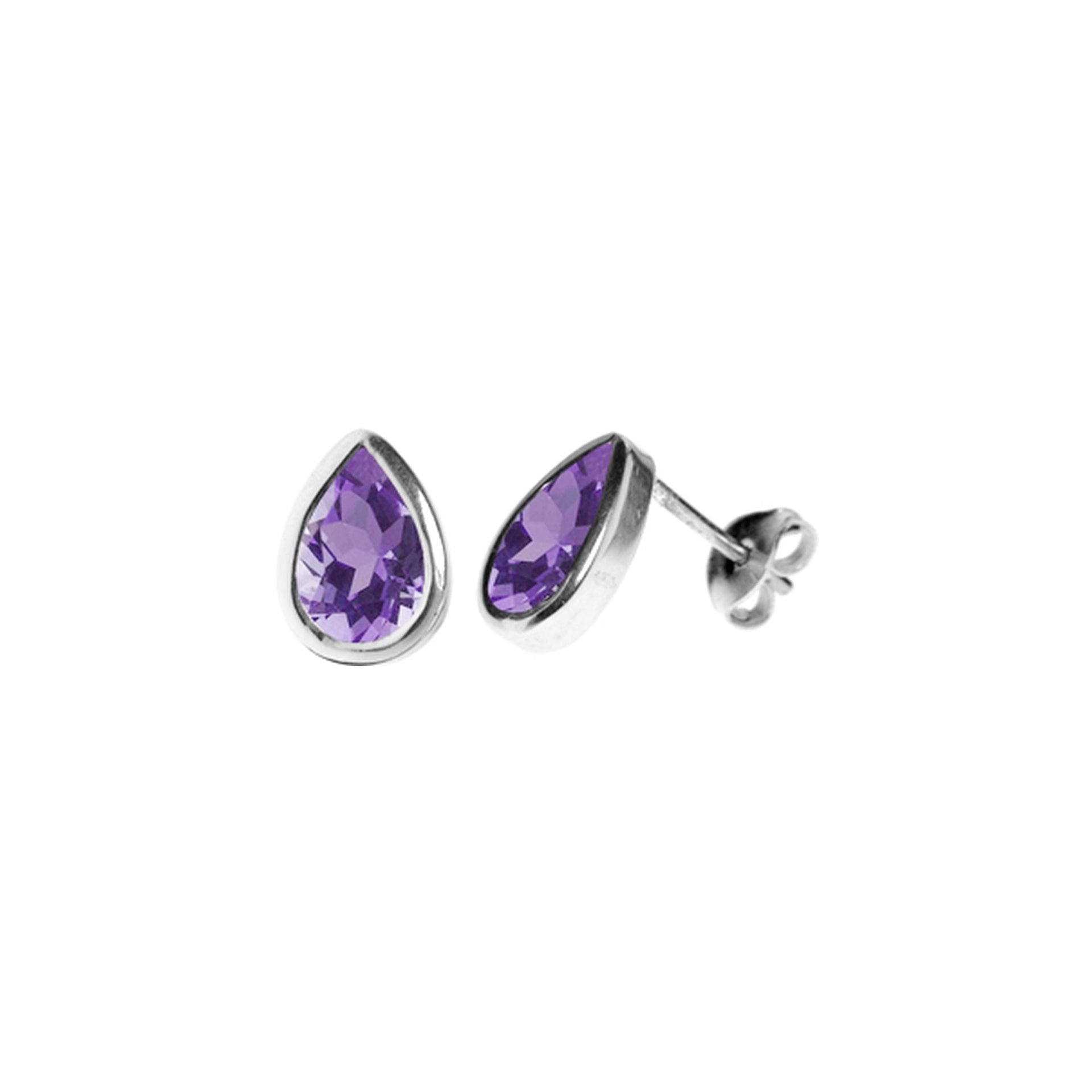 Samira amethyst facet teardrop studs