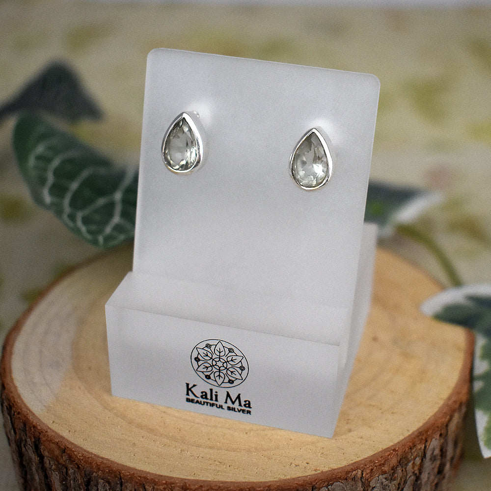 Samira green amethyst teardrop studs