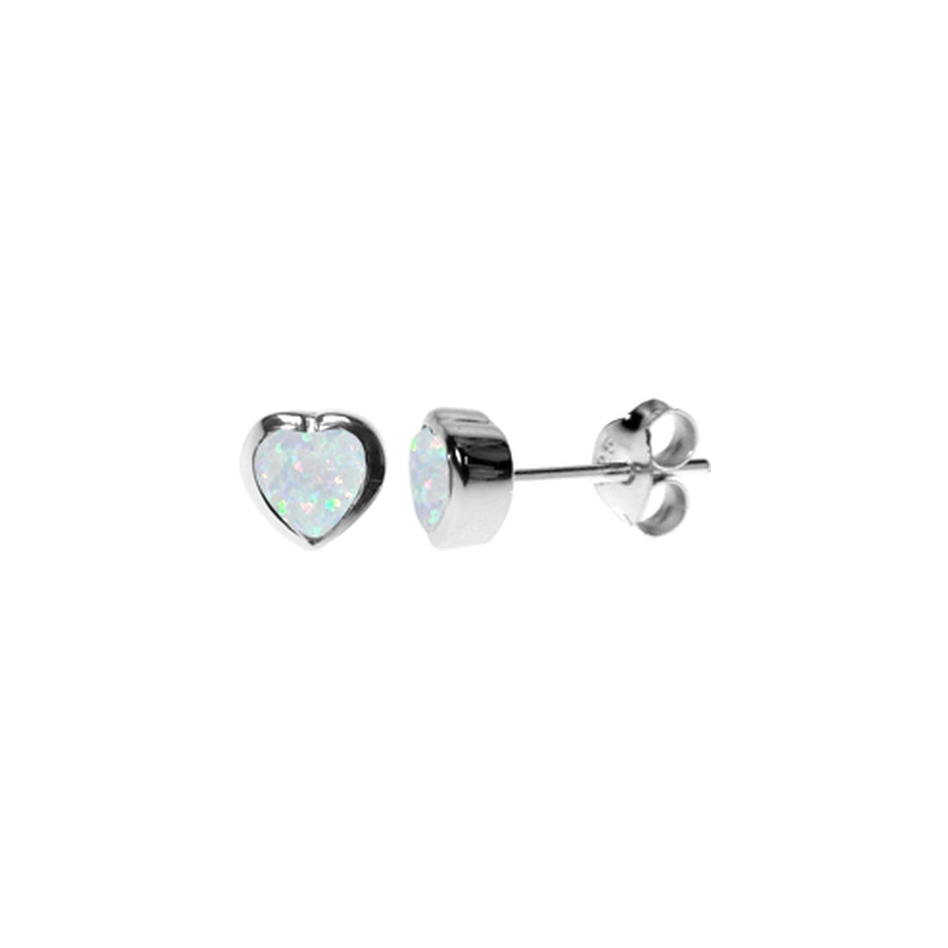 Angelica white opalique heart studs