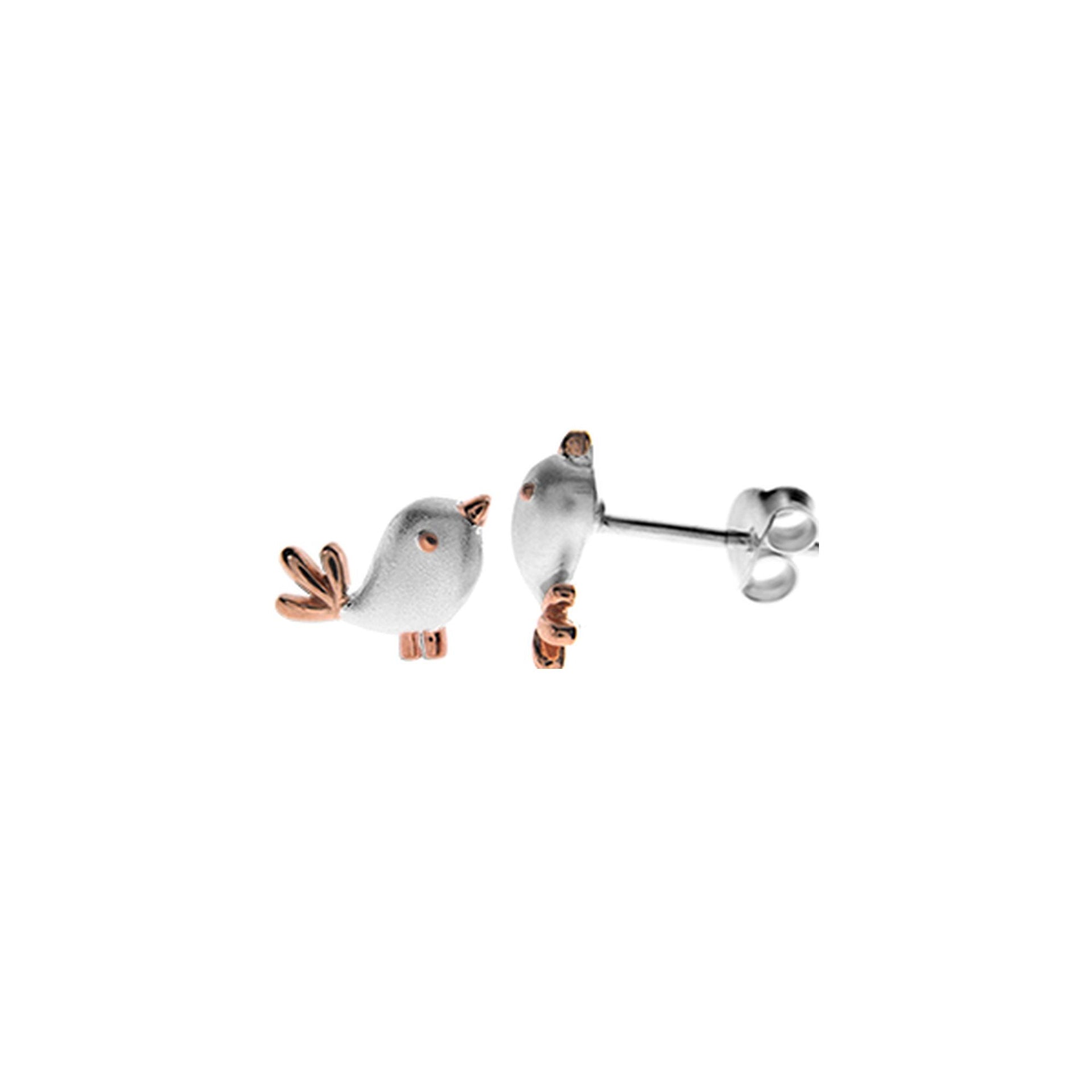 Chubby bird studs with rose gold plate
