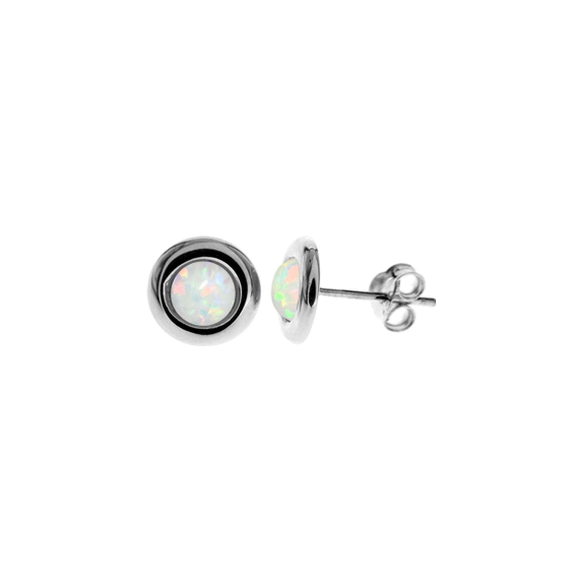 Angelica circular white opalique studs