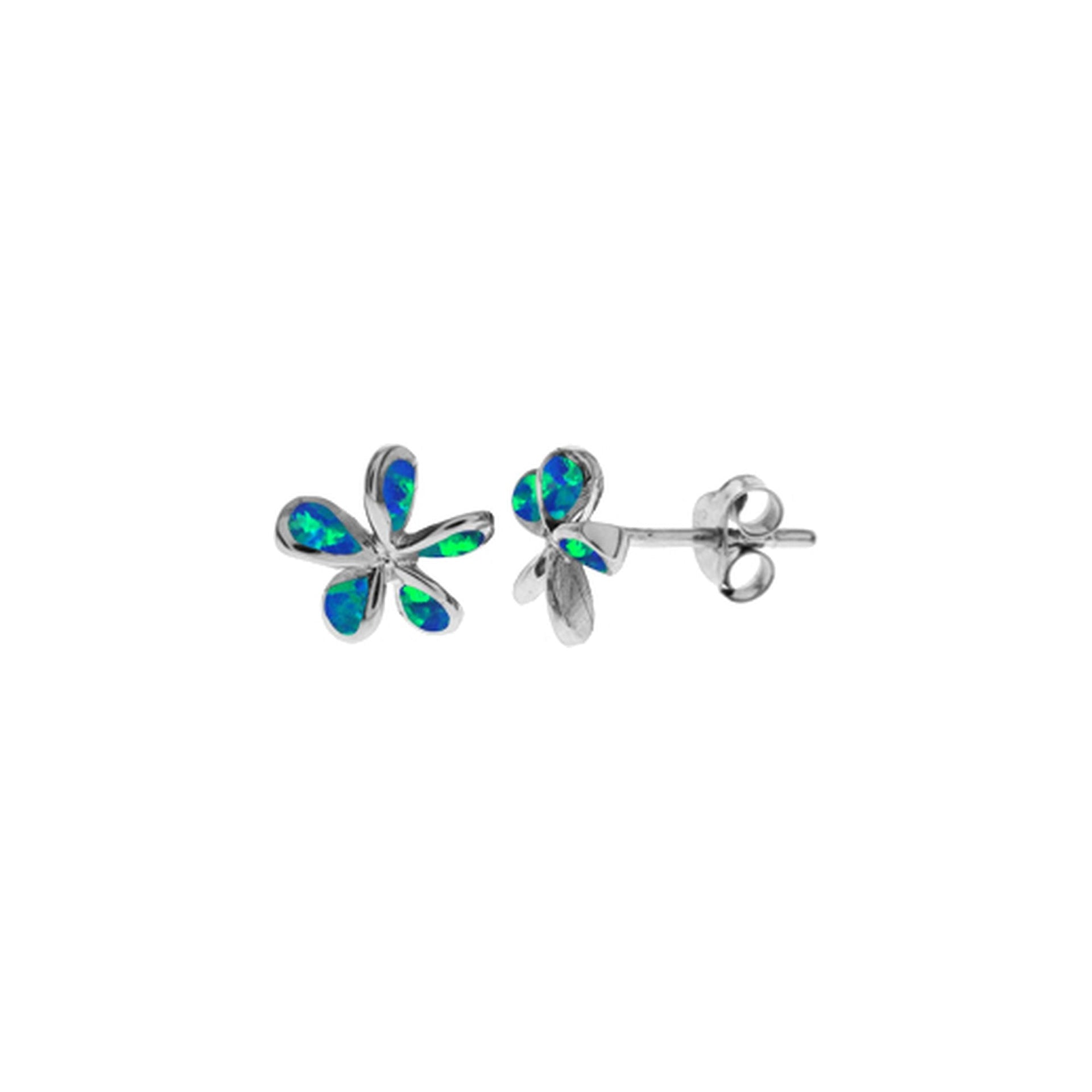 Emerie blue opalique small flower studs