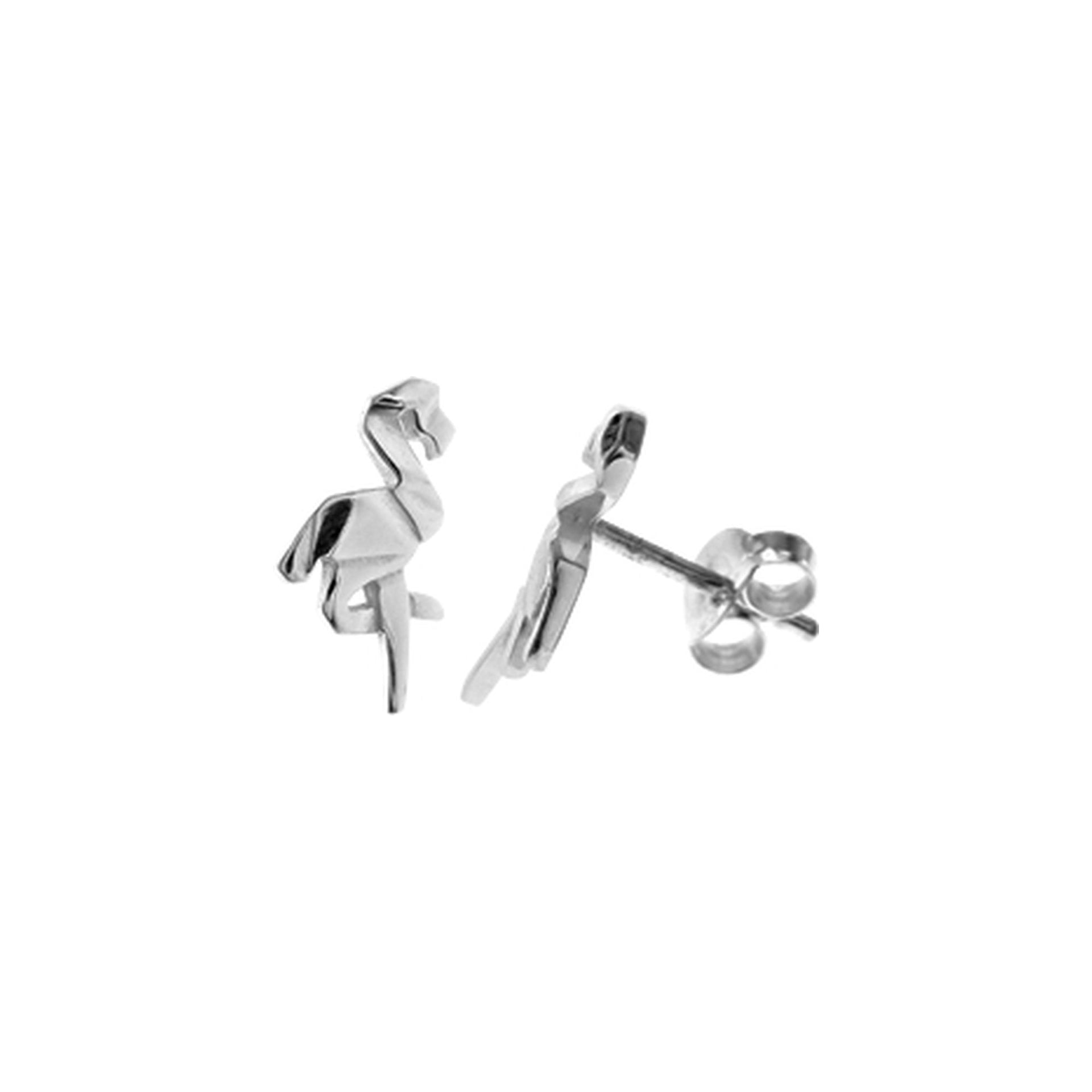 Origami flamingo studs
