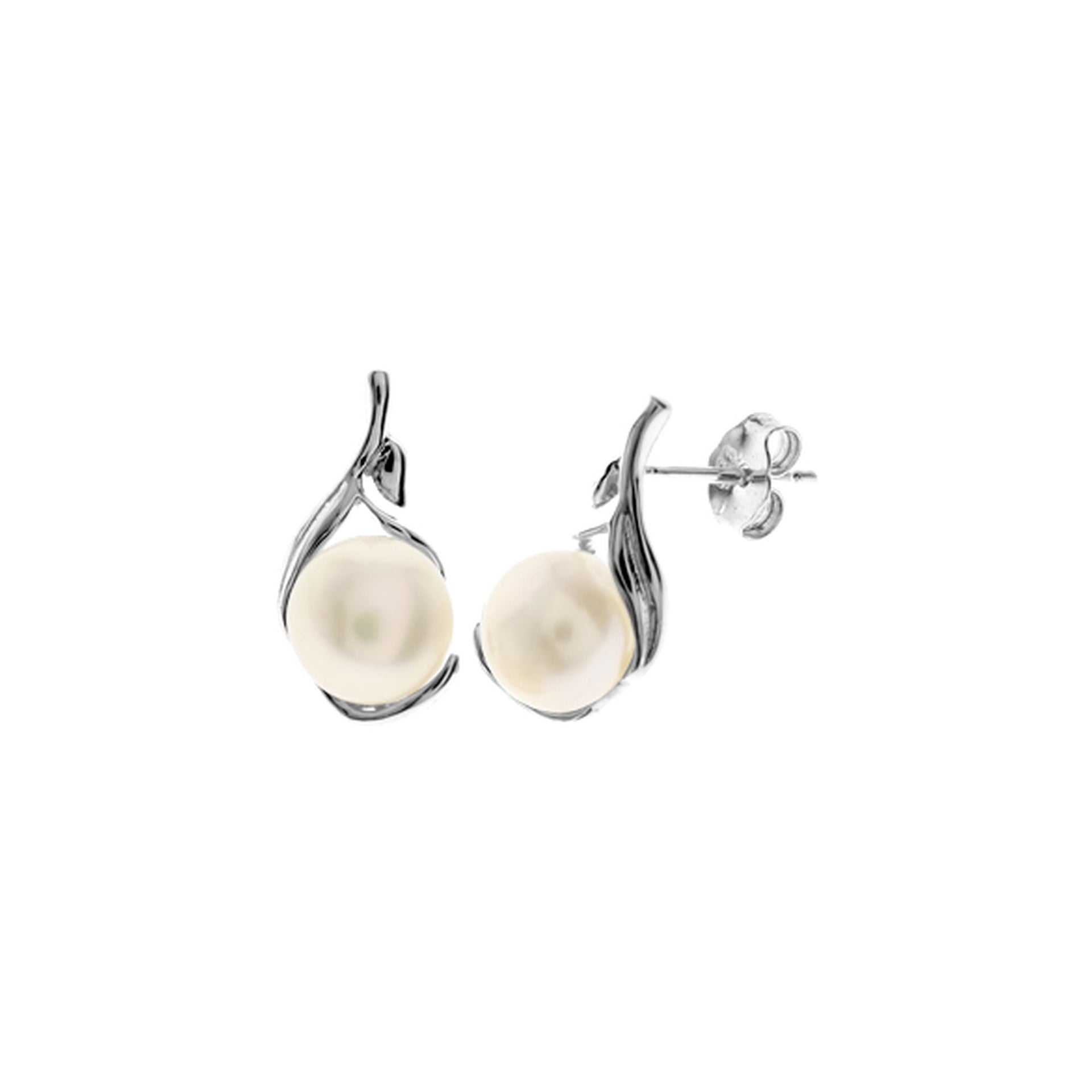 Astrid tapered leaves pearl studs