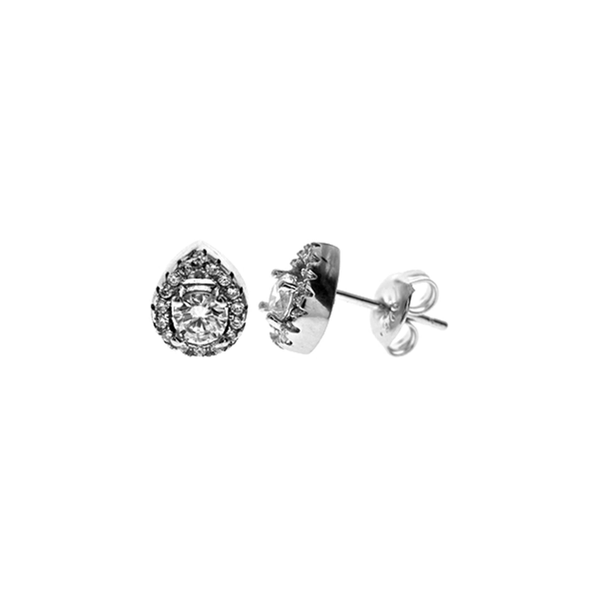 Natalie CZ-framed teardrop with solitaire studs