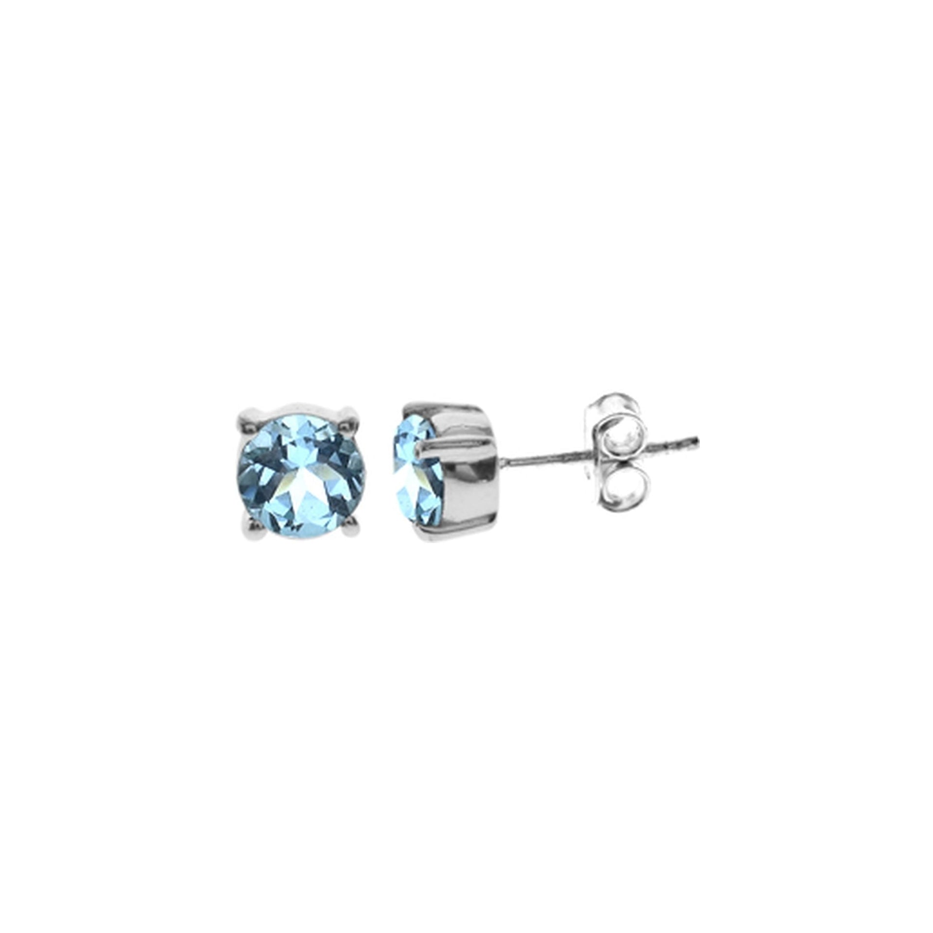 Kara round blue topaz studs
