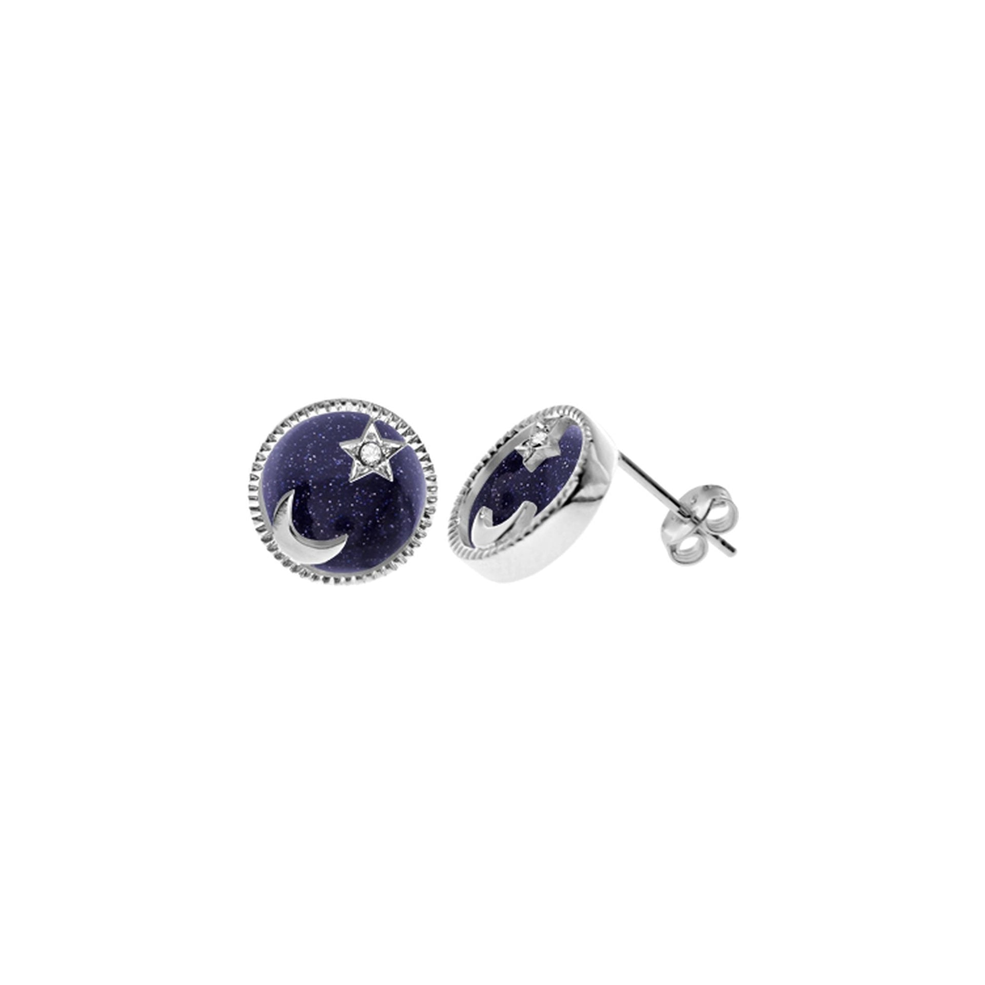 Elsa blue goldstone moon & star studs