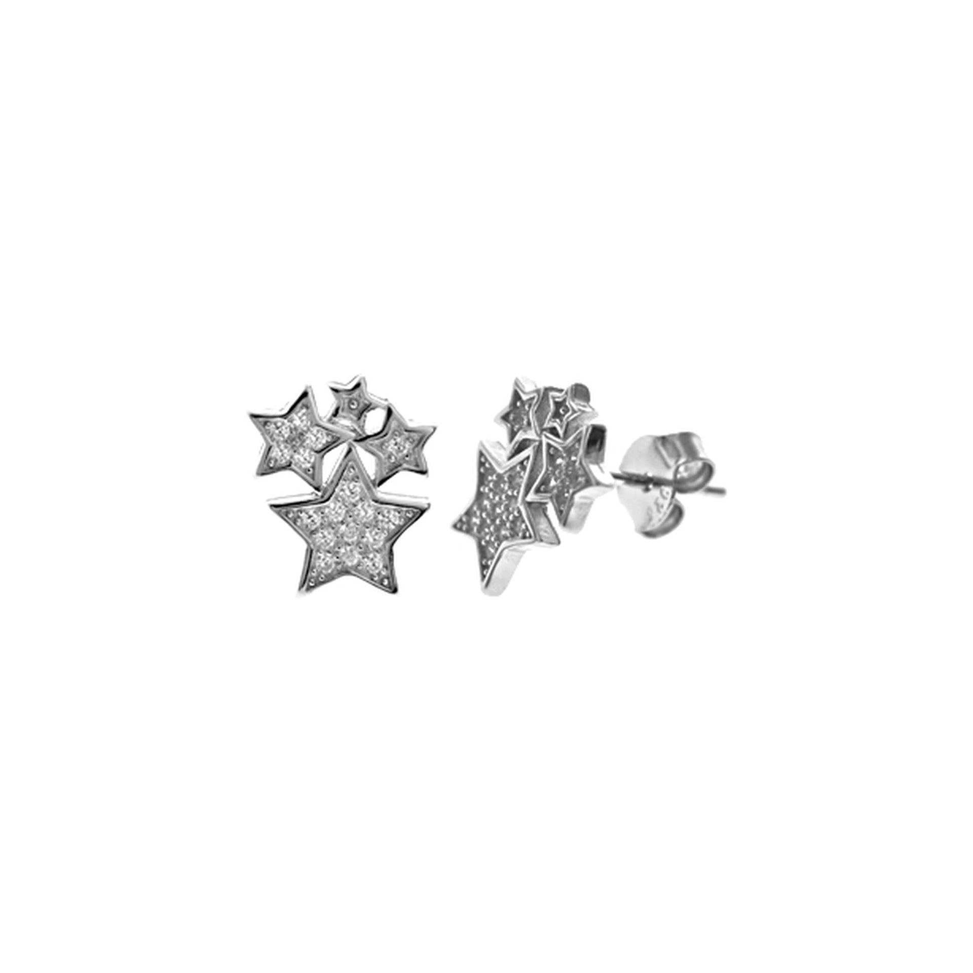 Natalie CZ triple star cluster studs