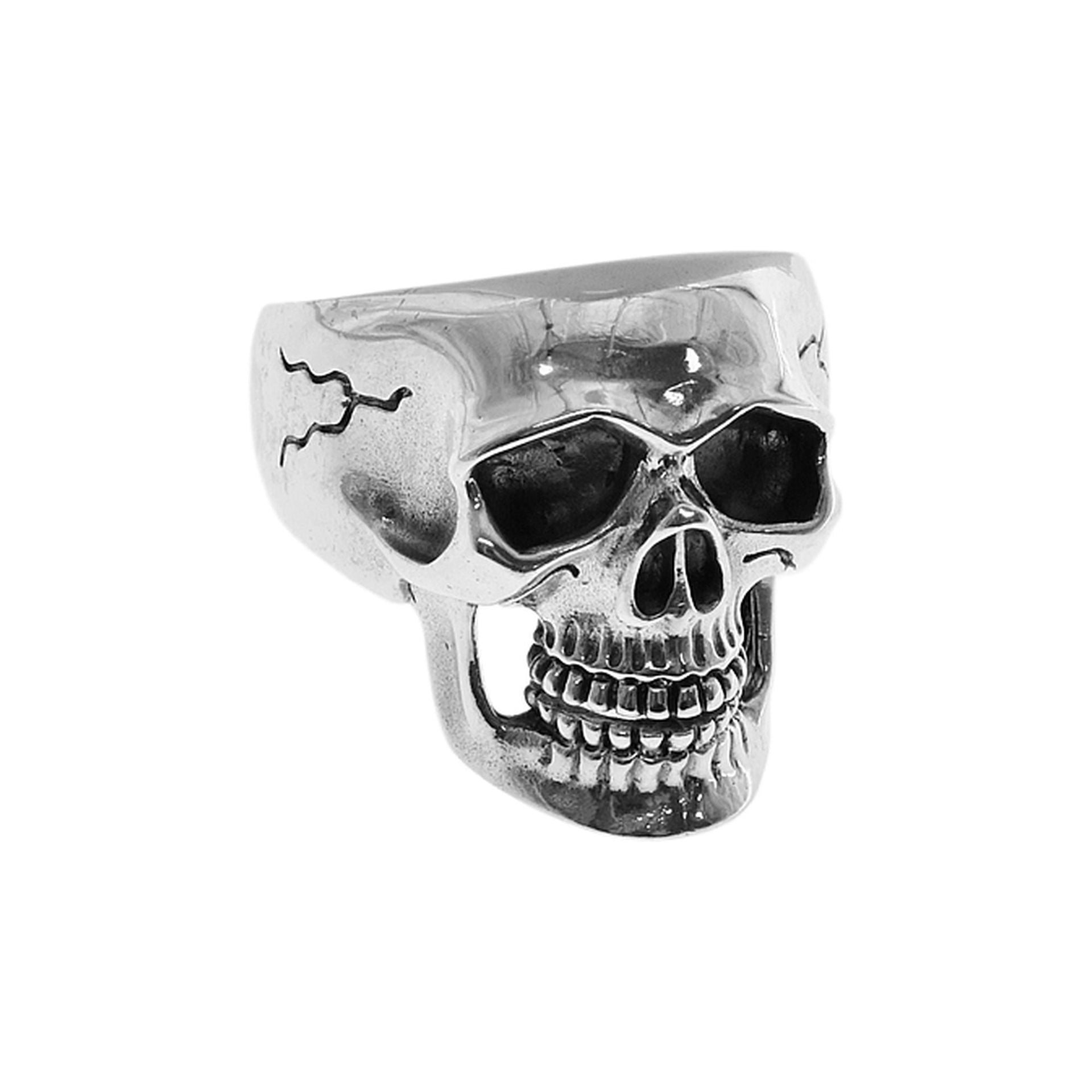 Harley plain silver large skull ring