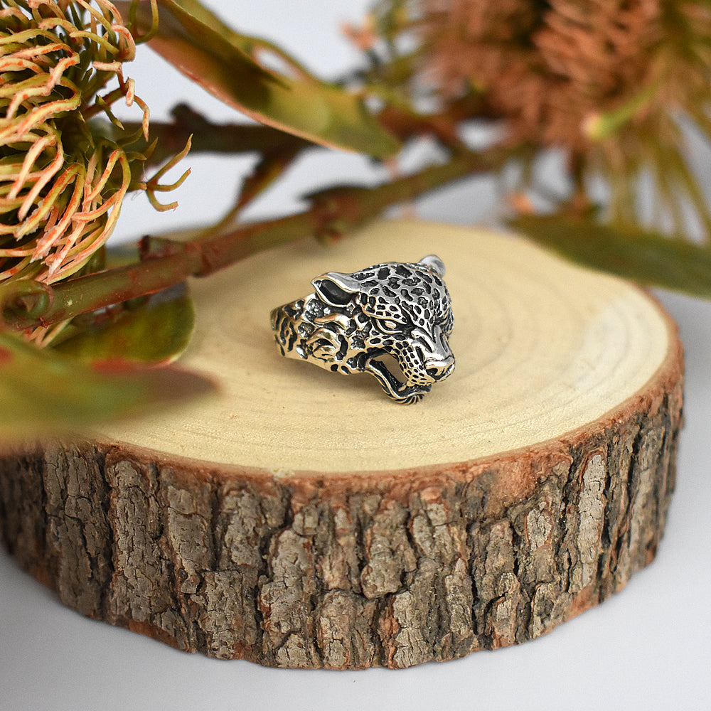 Harley oxidised chunky cheetah ring