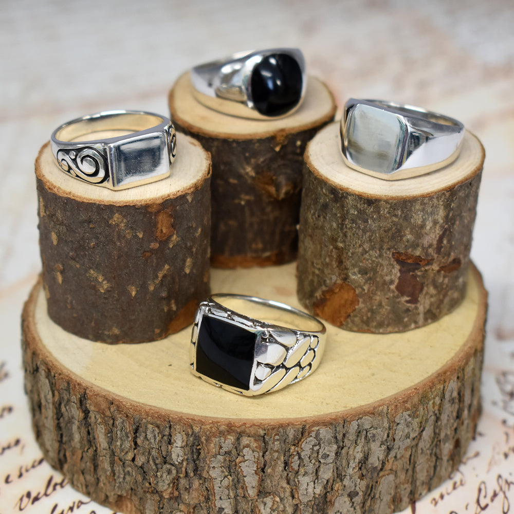 Harley 13mm soft square silver signet ring