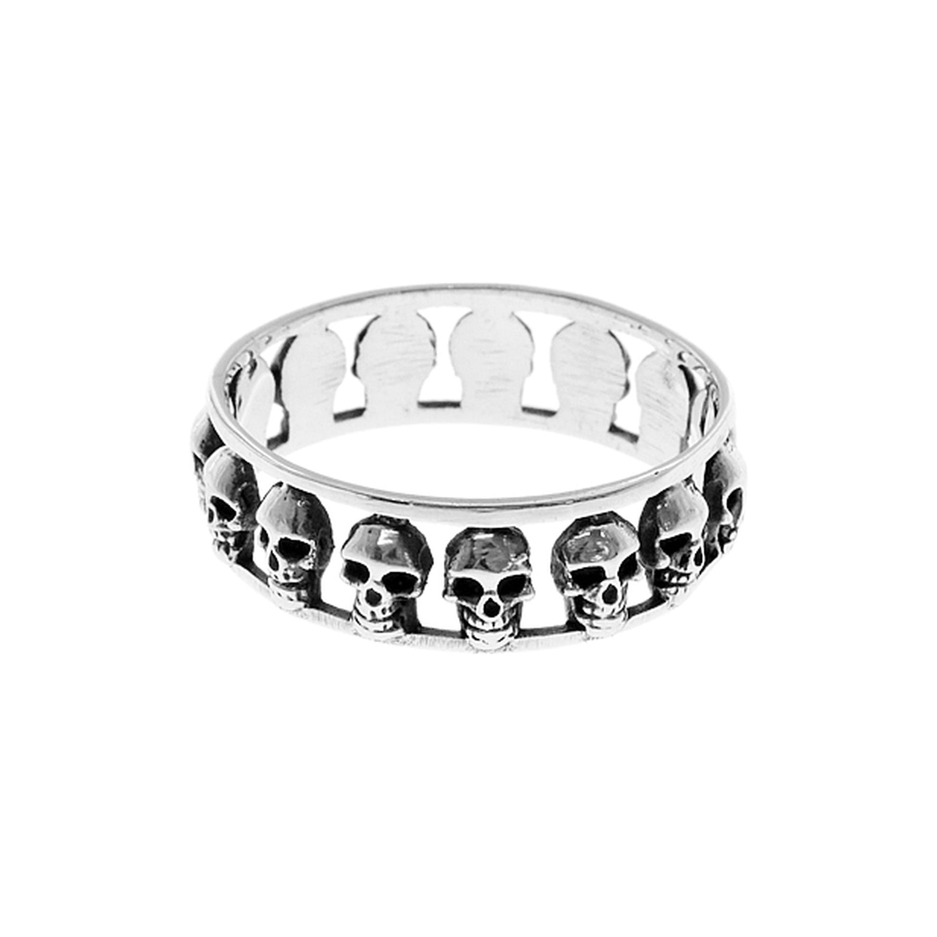 Harley large open row of skulls ring