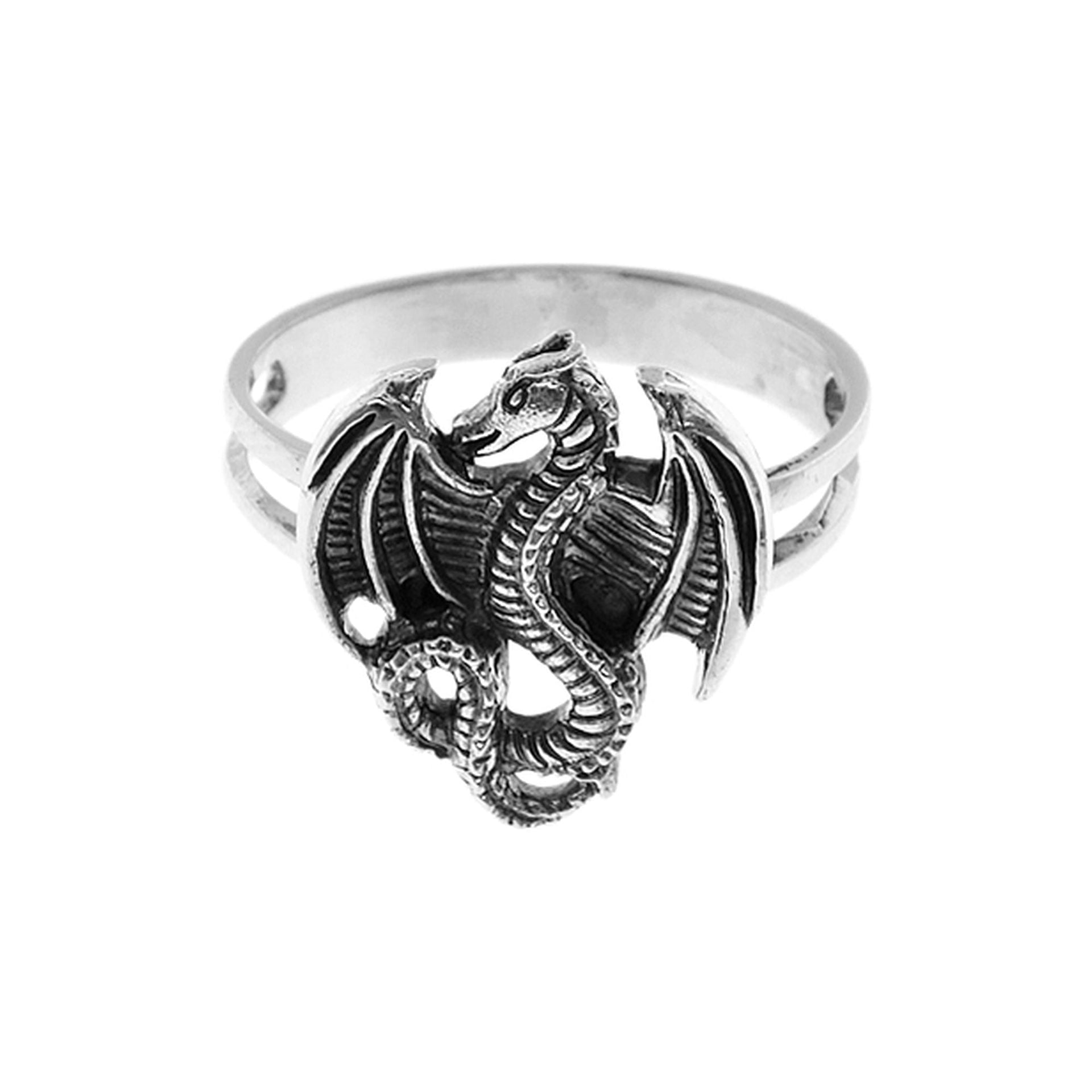 Harley dragon on plain band ring