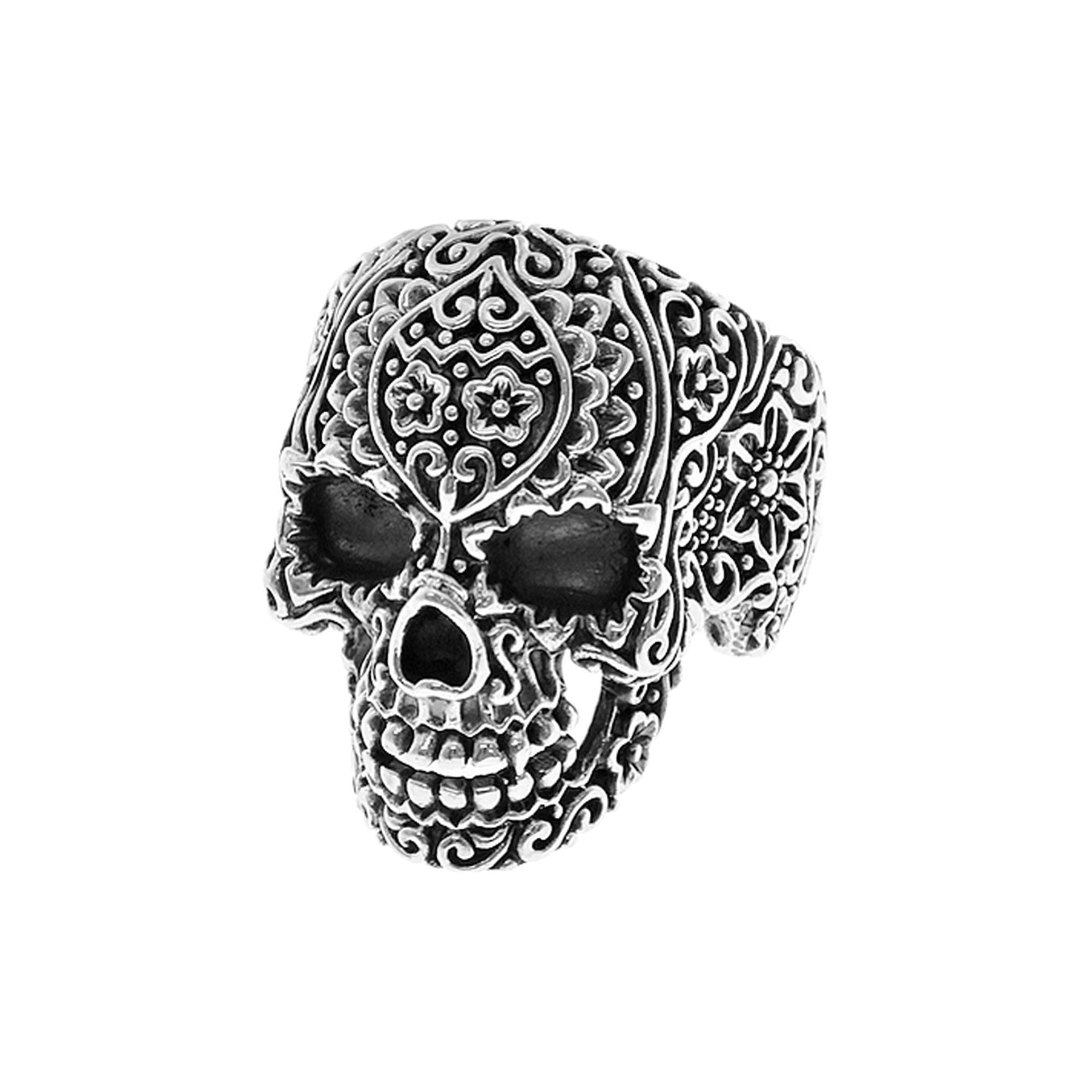 Harley flower skull ring