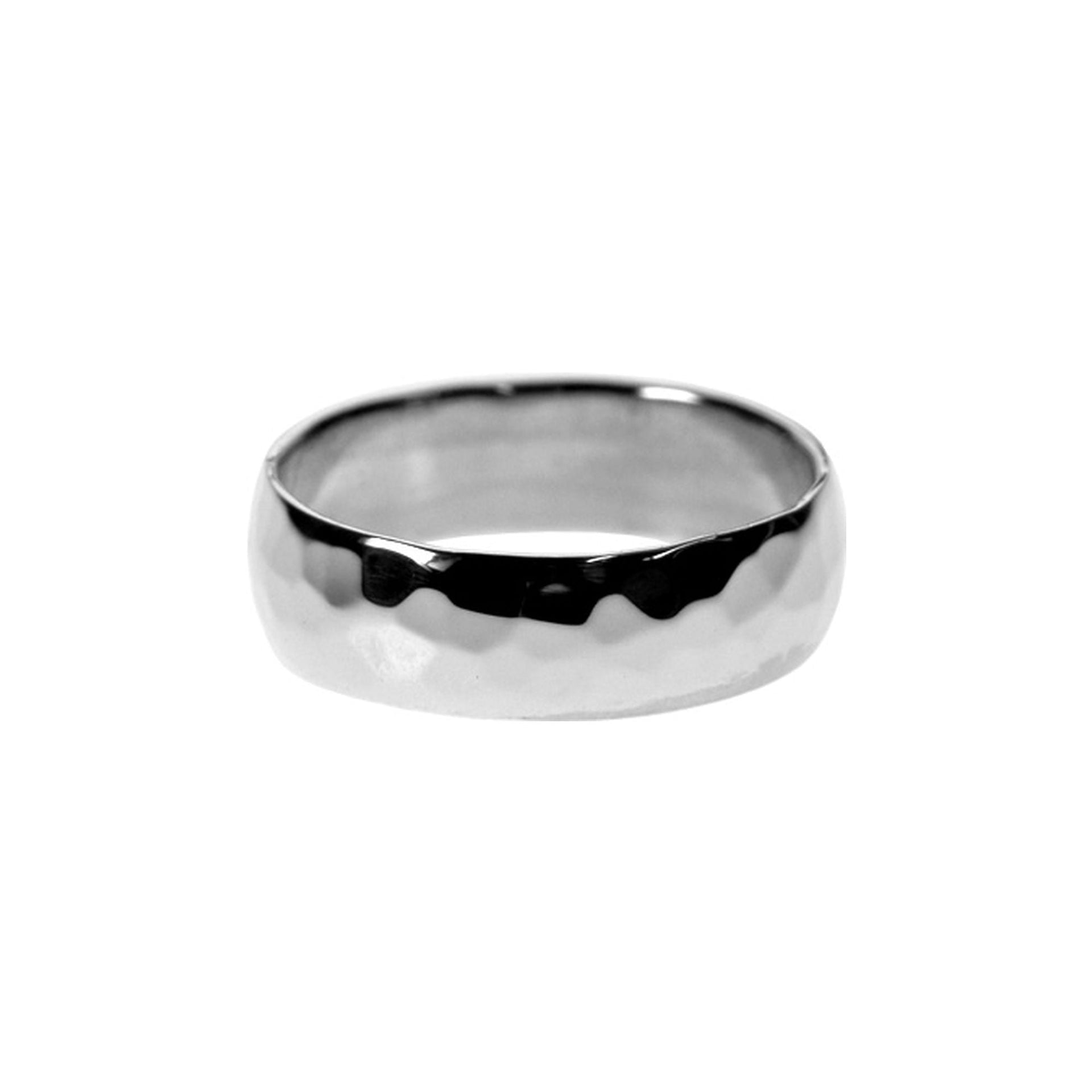 Harley silver band ring with hammered finish