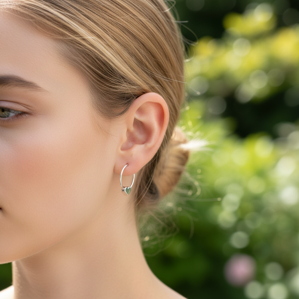 Amora side heart hoop earrings